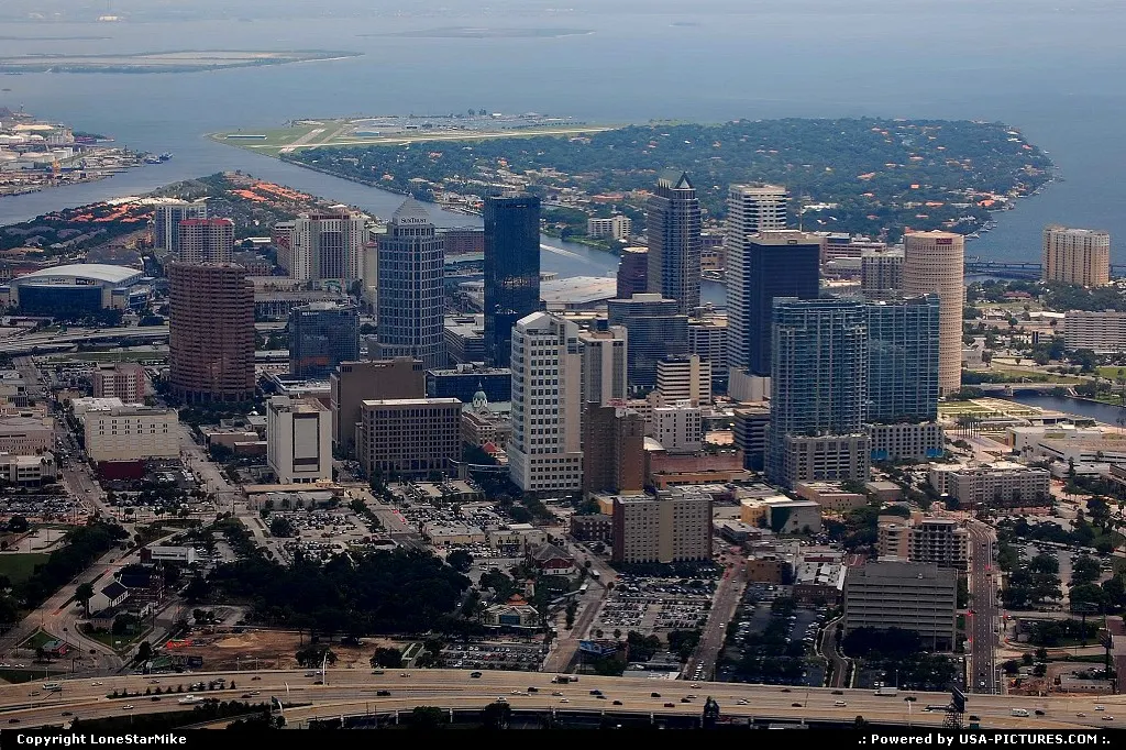 Tampa skyline on approach to Tampa International Airport