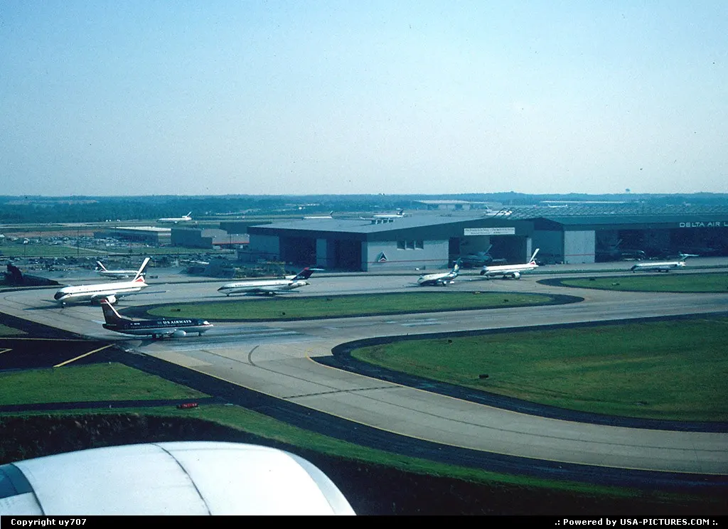 Home of Delta Air Lines, illustrated there by some fleet members queueing for the runwa...