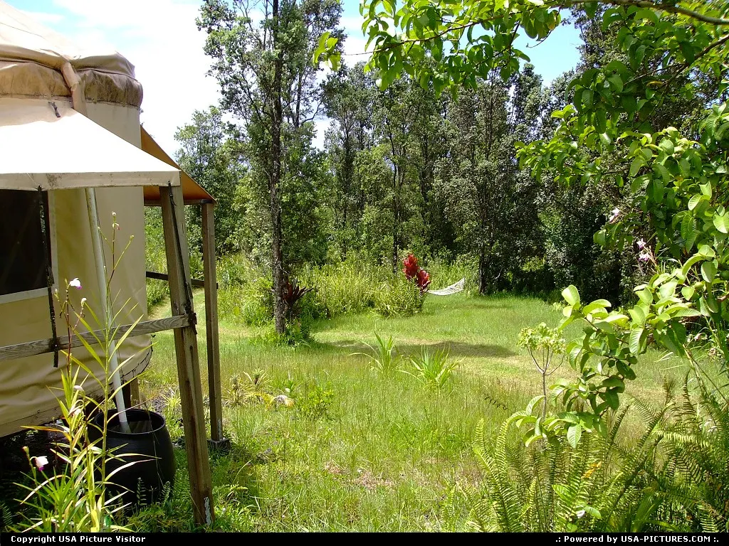 yurt off the grid on a fruit farm in the Puna district of the Big Island of Hawaii on J...