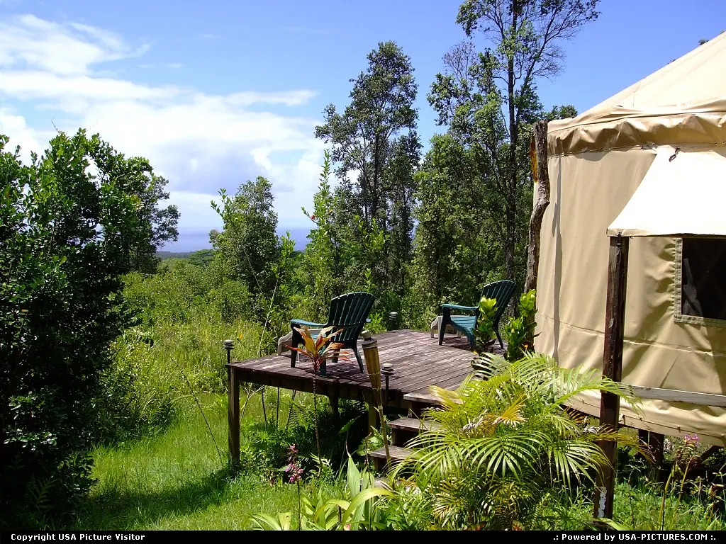 yurt off the grid on a fruit farm in the Puna district of the Big Island of Hawaii on J...