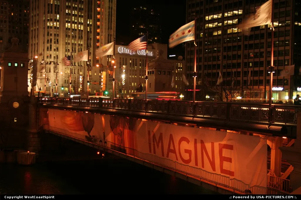 Downtown Chicago by night, with the ongoing campaign
