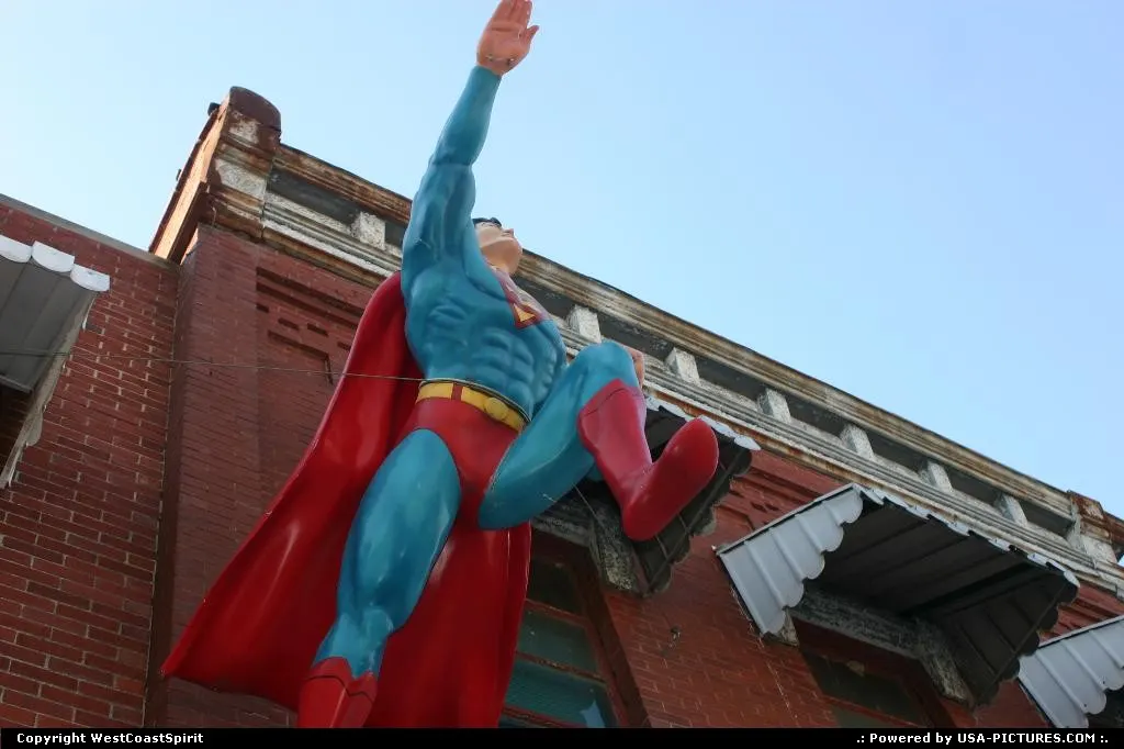 Superman, getting ready for another world saving mission. Here from hometown.