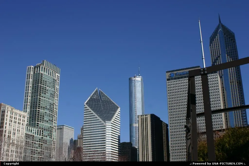 Looking the skyline by the famous Cloud Gate, aka