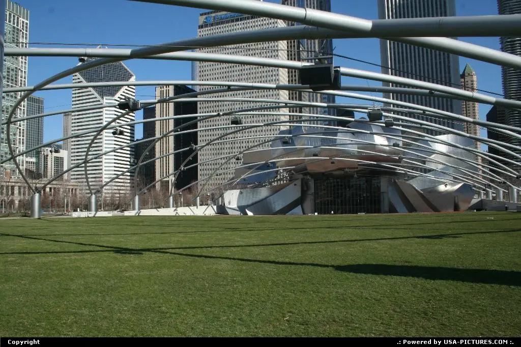 Looking the skyline by the famous Cloud Gate, aka