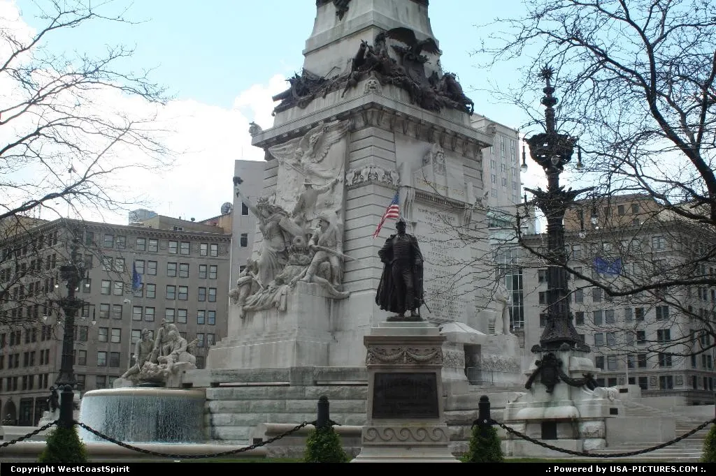 The Soldiers' and Sailors' Monument in downtown Indianapolis.