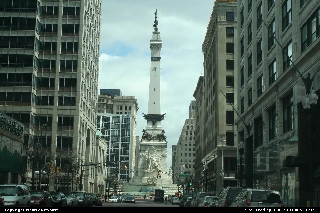 The Soldiers' and Sailors' Monument in downtown Indianapolis.