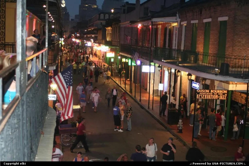 Bourbon street at new orleans. Located in the french quarter, it one of the most animated.