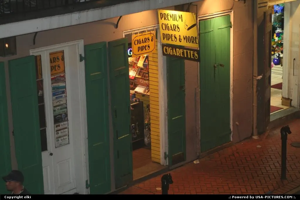 Bourbon street in french quarter of new orleans. Cigar shop