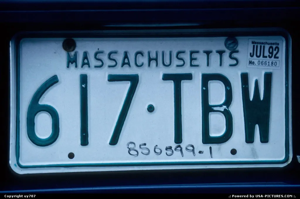Tag of the car somewhere between Boston/Logan and Cape Cod