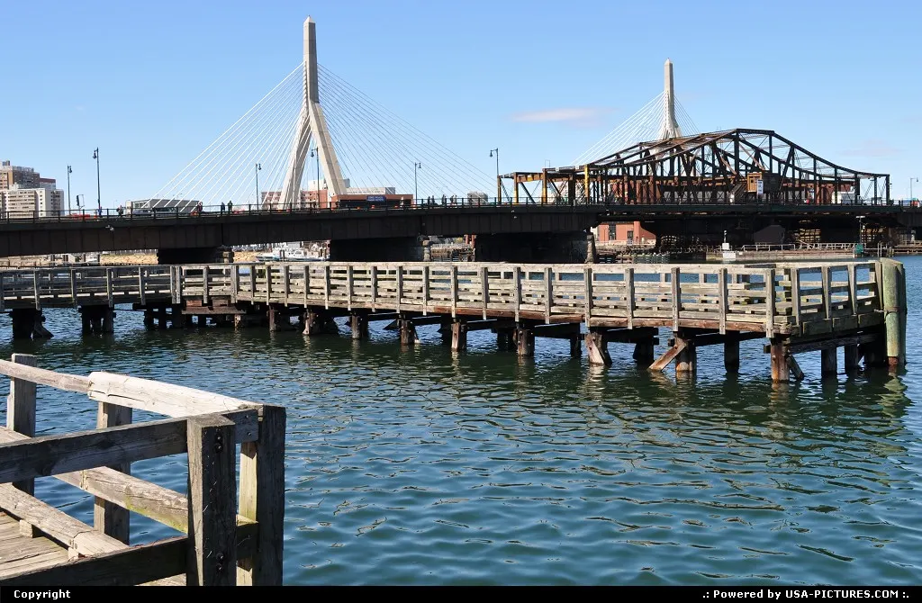 old wharves, zakim bridge at the picture background