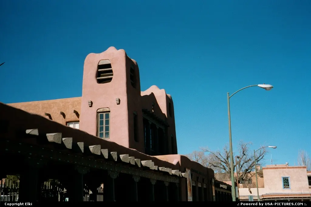 Downtown Santa Fe, with the adobe style houses