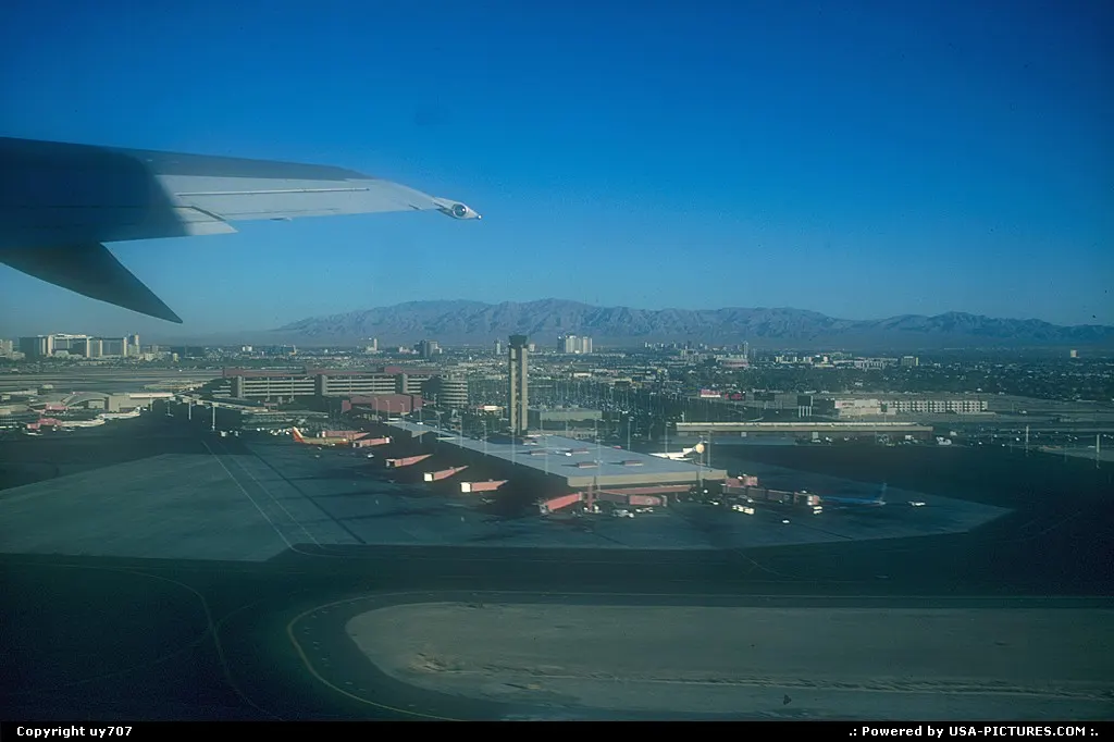 Passenger's perspective on Mac Carran airport during an early Sunday morning.