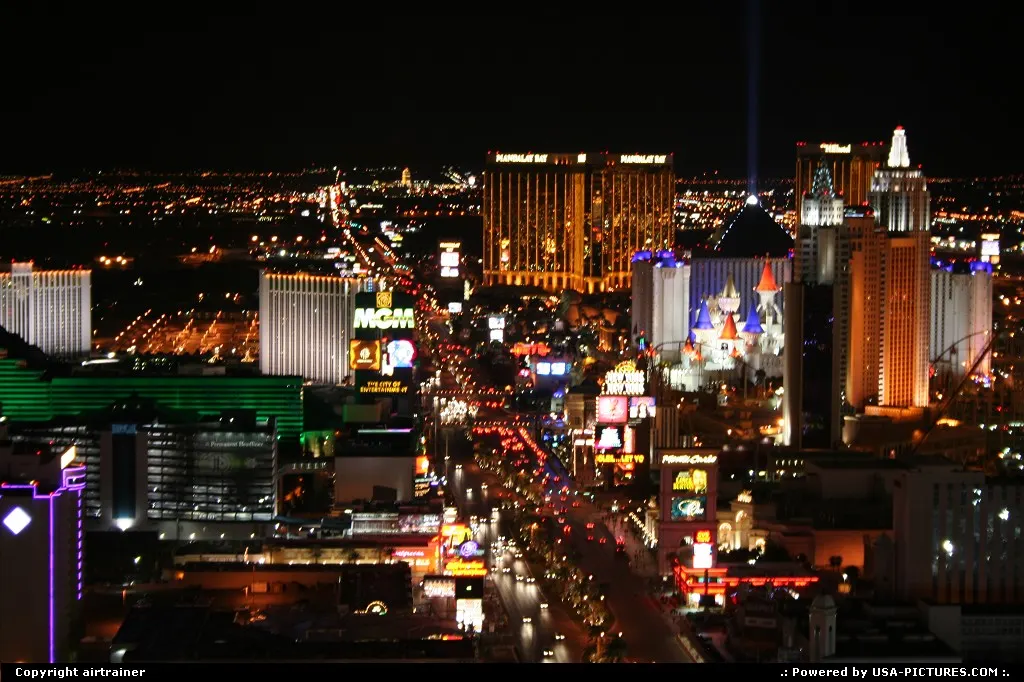 Overview of The Strip from the top of the Eiffel tower at casino Paris.
