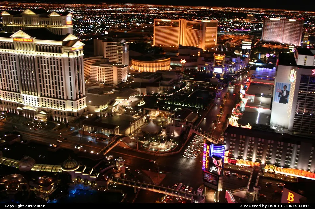 The Strip, from the top of the Eiffel Tower at casino Paris.