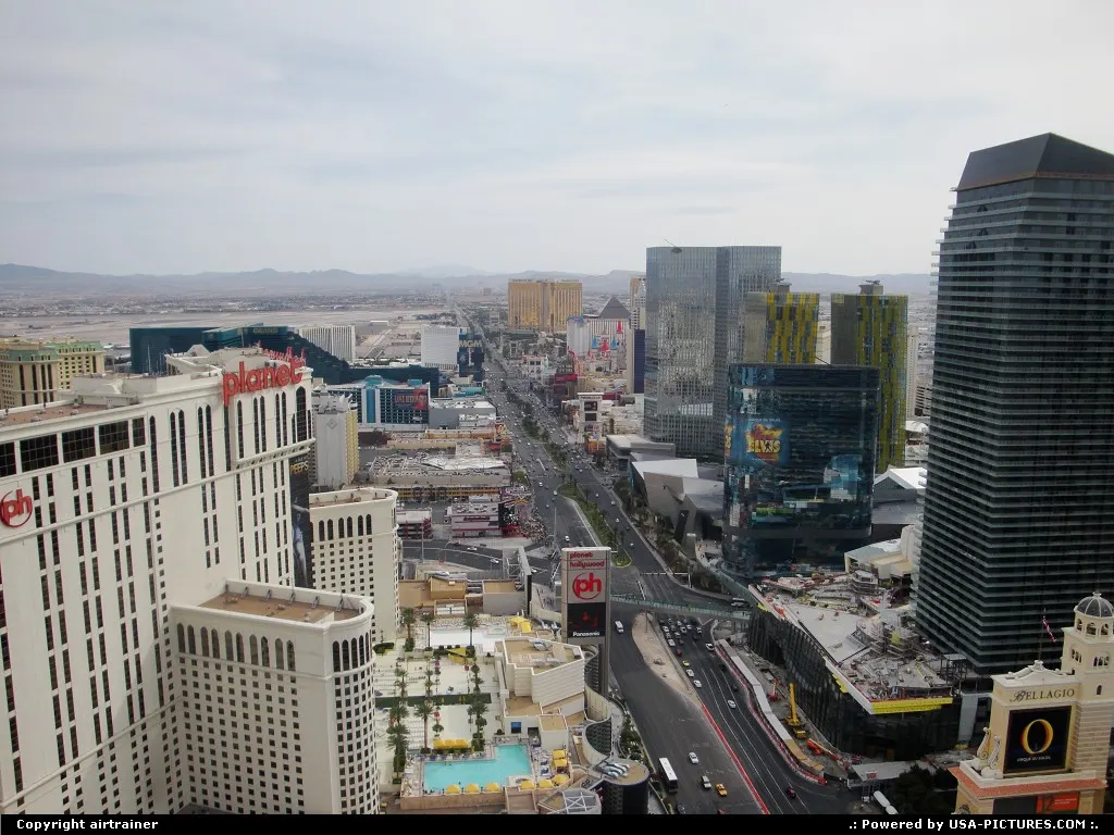 Overview of the Strip from the top of the Eiffel tower.