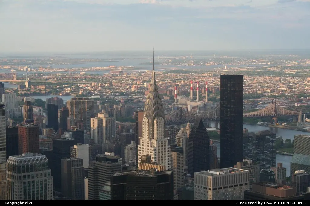 New york, manathan overview from the empire state building. Chrysler building on front