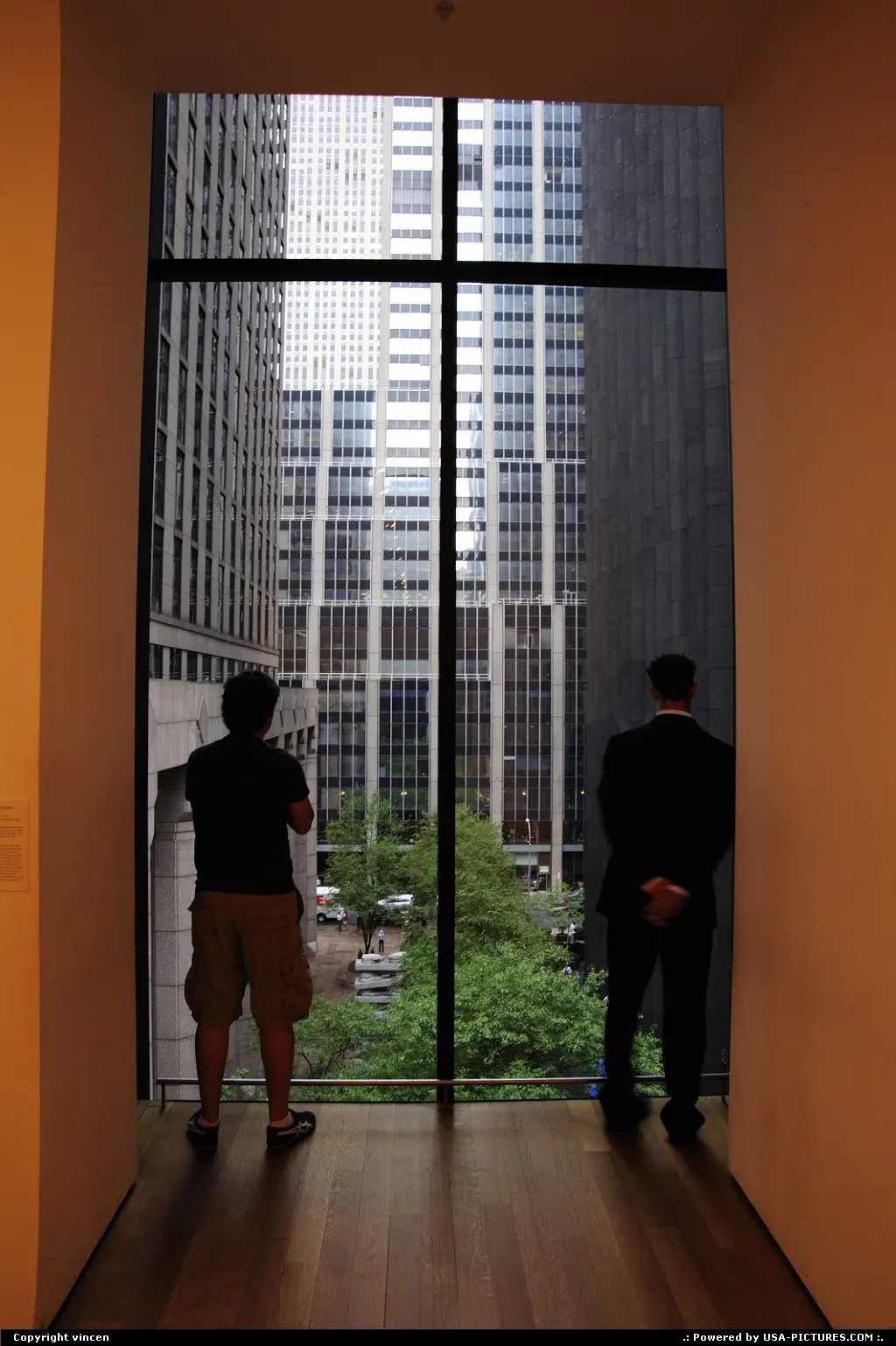 View on Manhattan through a window of MOMA (Museum Of Modern Art)