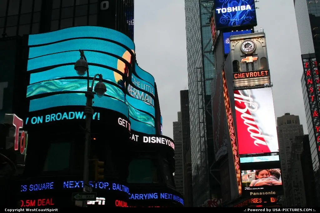 A bended neon sign in Time Square, NYC