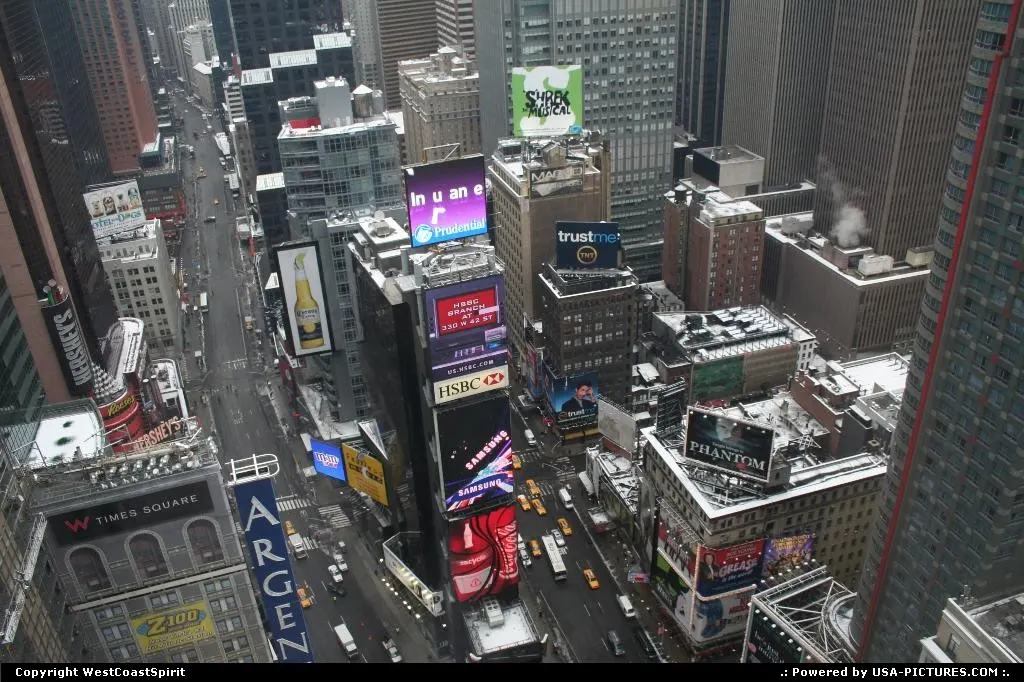 Times Square from above, here seen from a Marriott Hotel room.