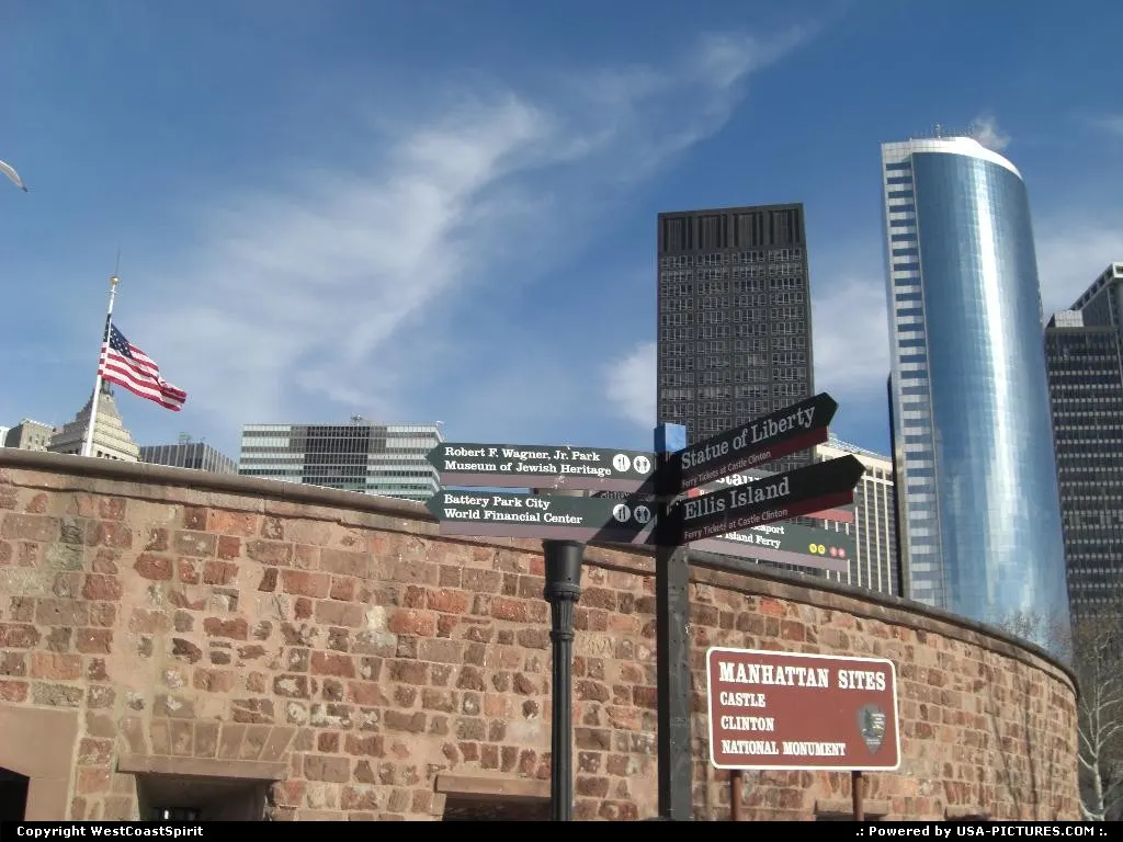 Castle Clinton National Monument in lower Manhattan. Gateway to Statue of Liberty.
