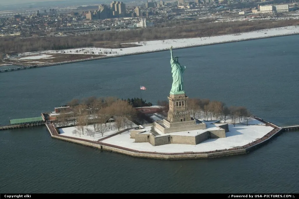 Statue of liberty from helicopter.
