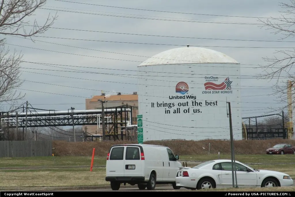 A big tank, opposite of Niagara River.