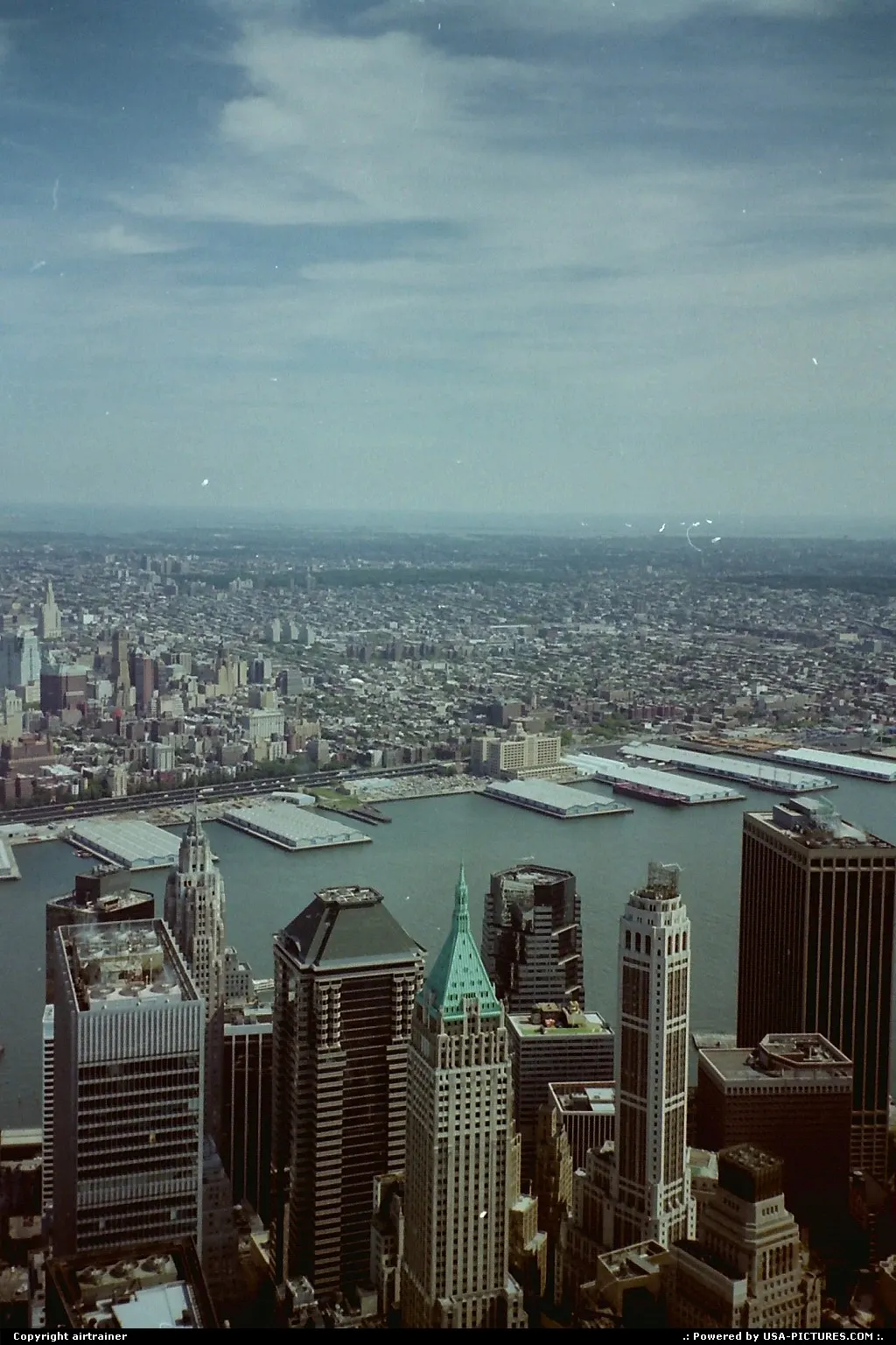view of the Hudson River from the top of the World Trade Center.