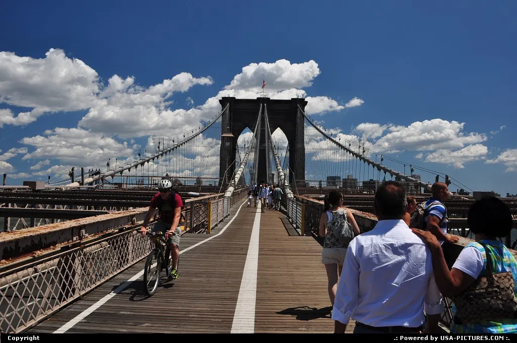 Walking accross the Brooklyn Bridge in the heat of July.