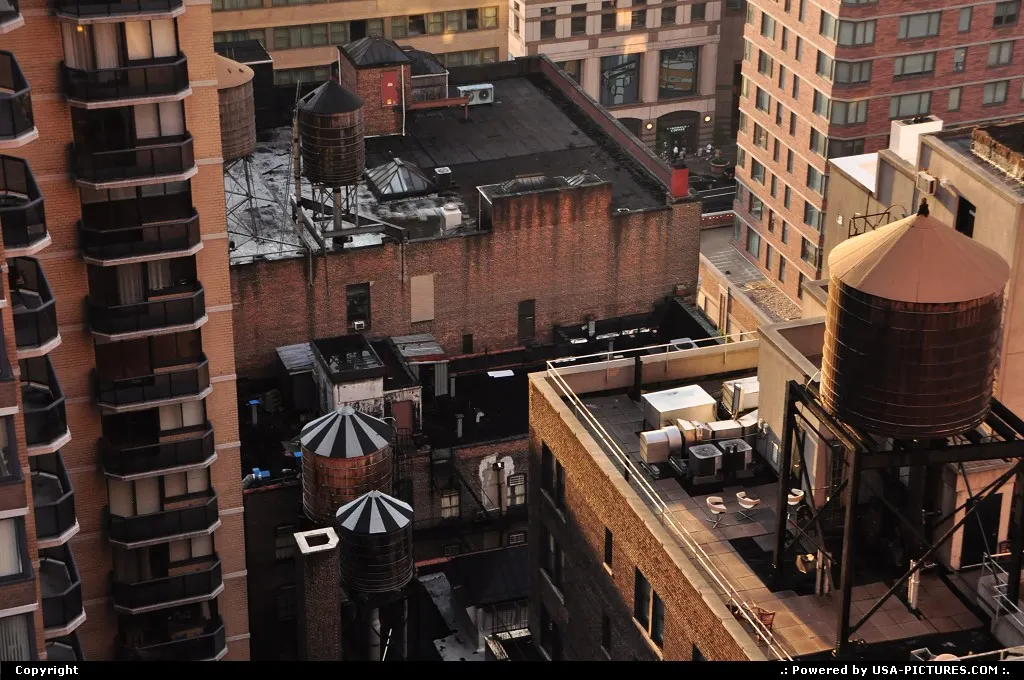 Very typical New York City view. Love these black and white stripped water tank!