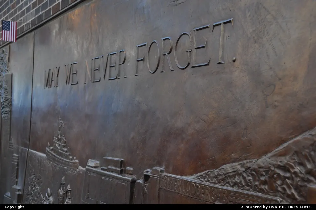 May We Never Forget sculpture in front of the former World Trade Center - Dedicated to...