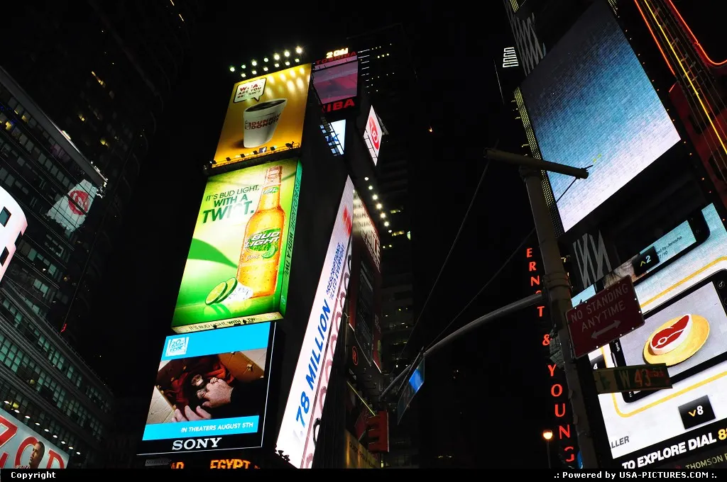 World famous Times Square and the hudge neon signs.