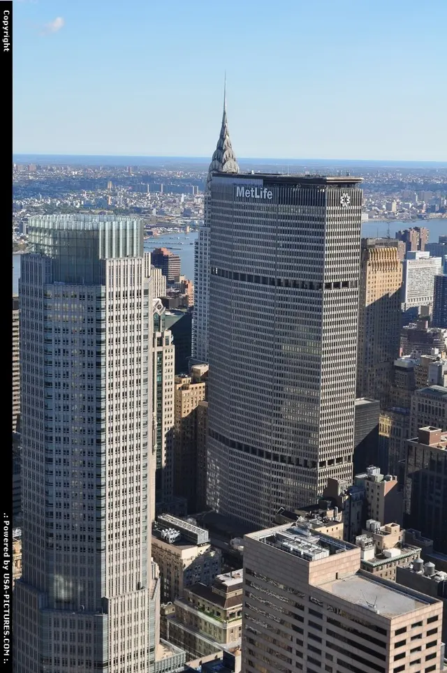 MetLife and Chrysler building from the top of the rock at the Rockefeller center