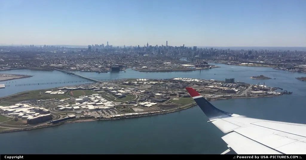 Leaving LaGuardia airport with a great view of the NYC skyline