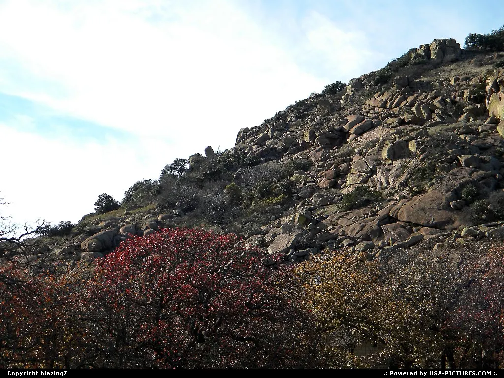 Late Fall Foliage leave changes at Quartz Mountain in Southwest Oklahoma