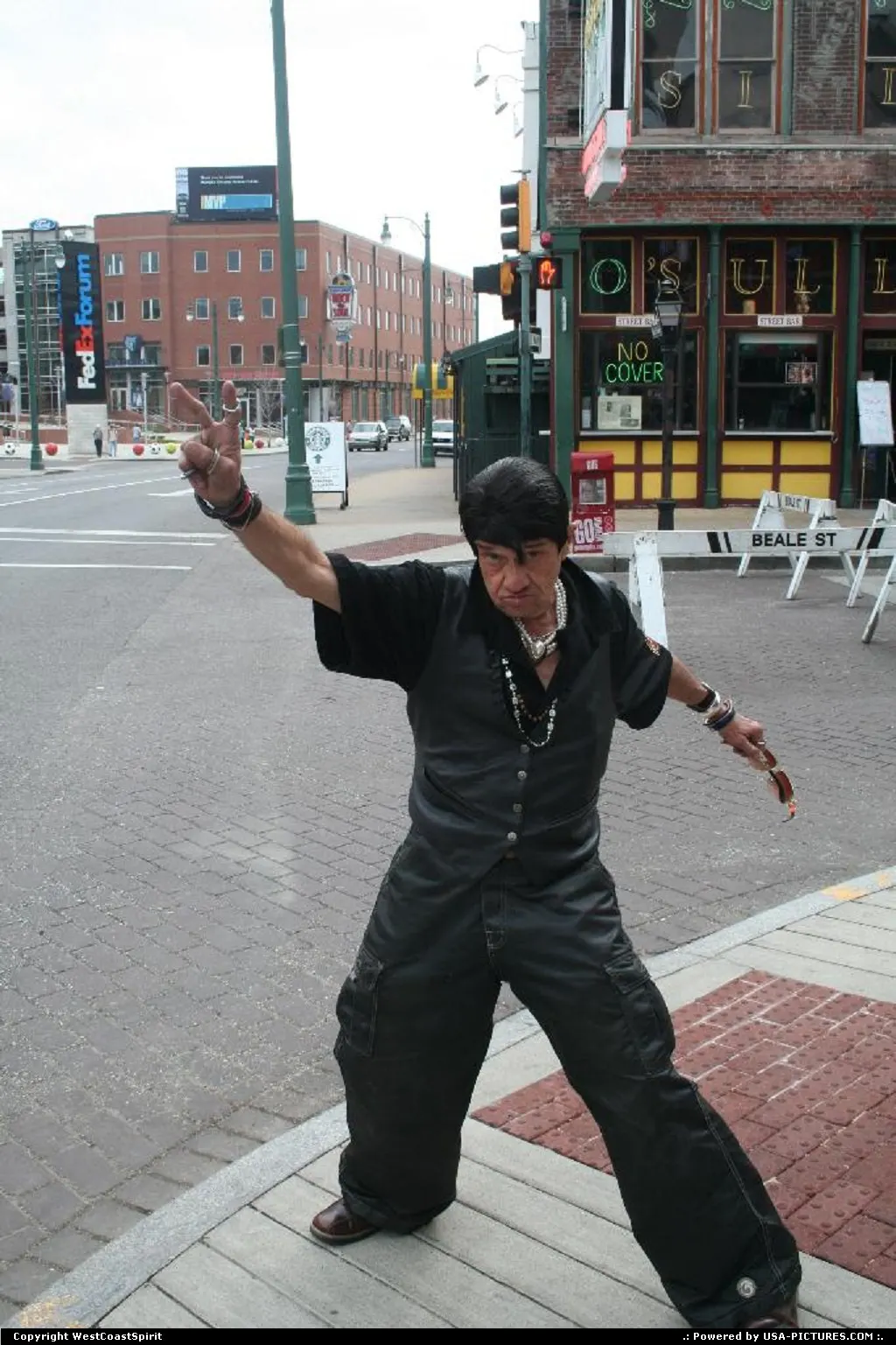 Elvis is alive! Seen here on Beale Street, Memphis performing for us on request.