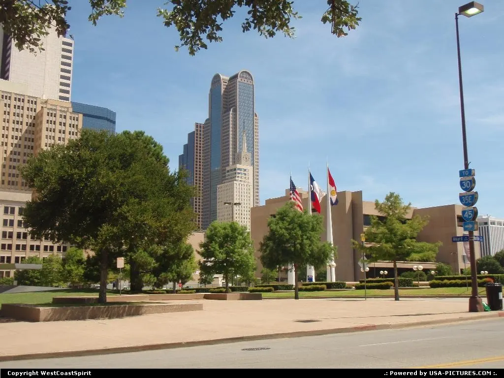 Downtown Dallas, in front of the City Hall