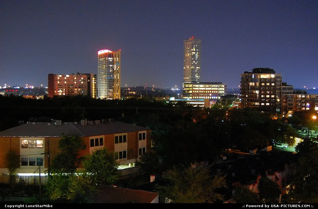 Night view from Austin Community College garage