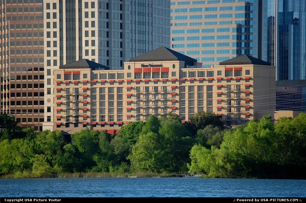 Four Seasons Hotel on Lady Bird Lake. One of Austin's most expensive hotels.