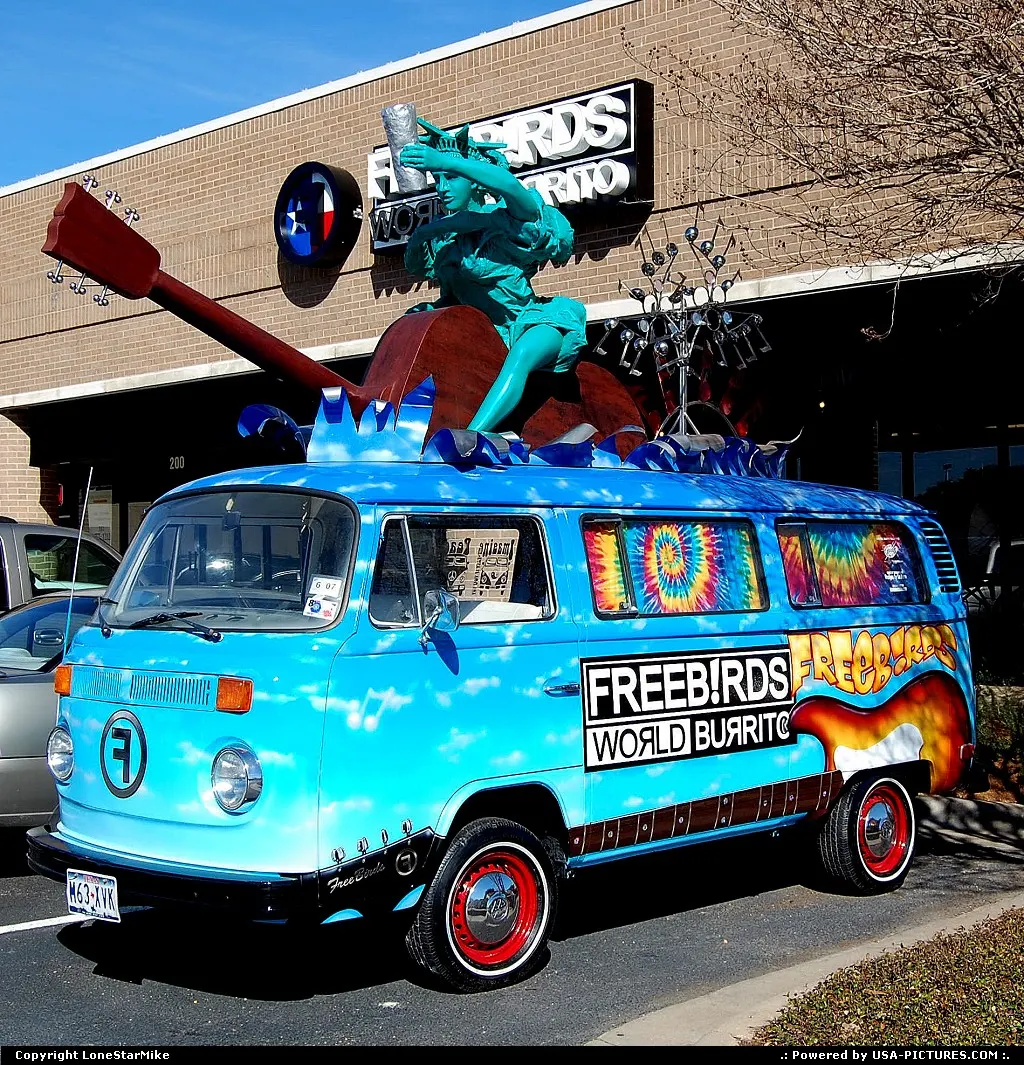 Van outside Freebird's World Burritos