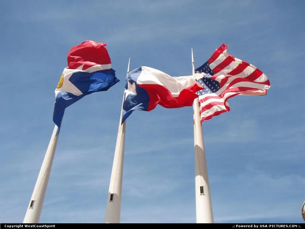 An unique set of flags in downtown Dallas.