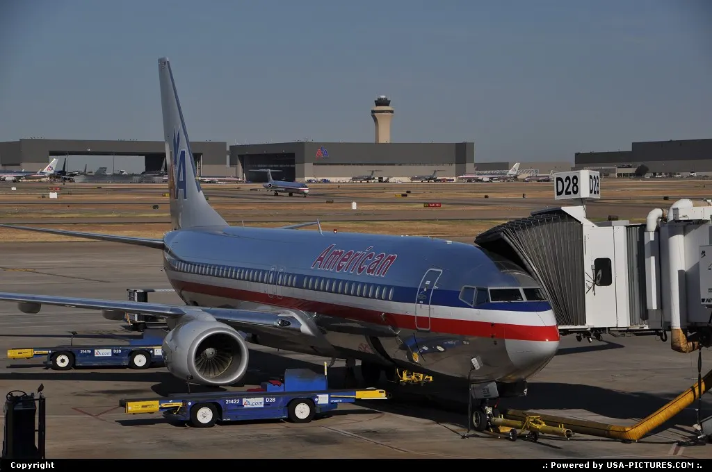 A Boeing 737 awaiting its next mission, right at home in American Saddle at DFW, betwee...