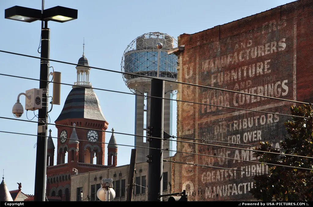 Dallas then & now, somehow ... Reunion Tower in the background seen from Historic District
