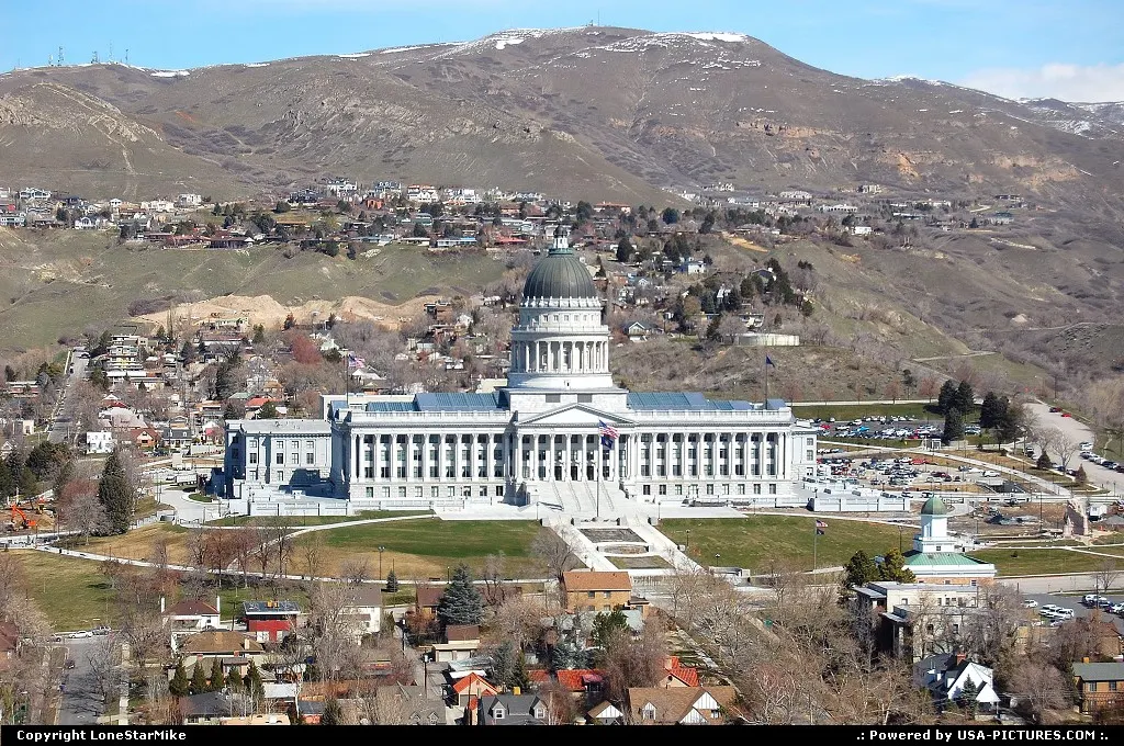 Utah State Capitol from the 26th floor observation deck of the LDS Church Office Building