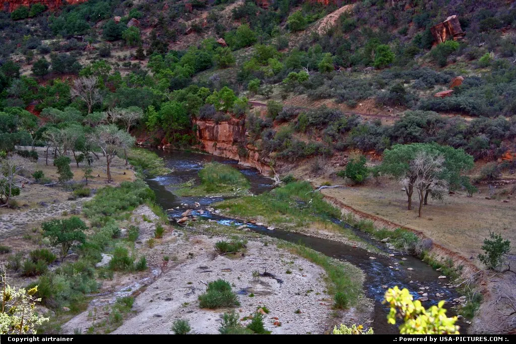 Zion National Park, overview of the Virgin river from the Angels Landing trail.