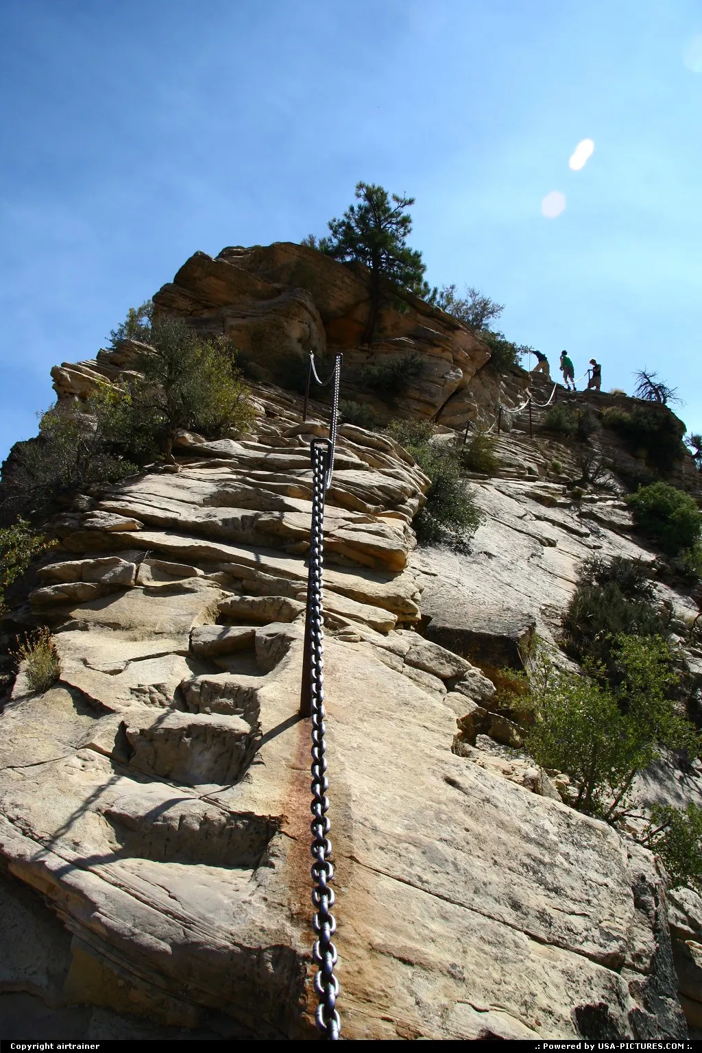 Zion National Park. Last steps to the summit of Angels Landing.