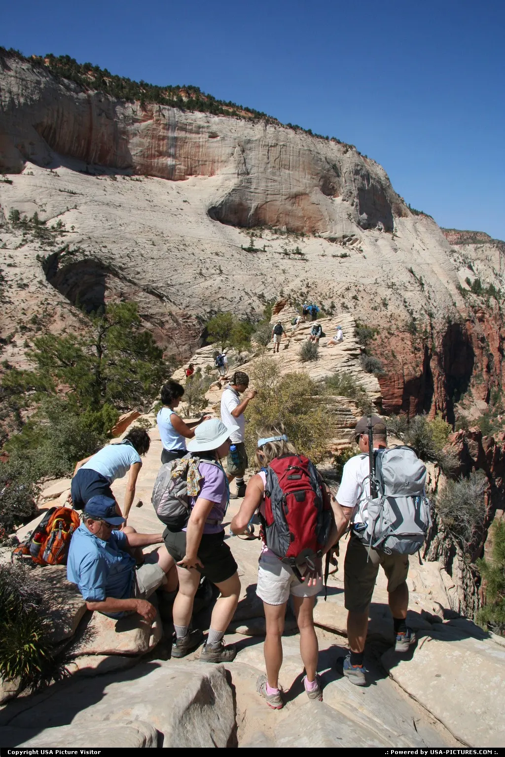 Hikers having a break at Angels Landing.