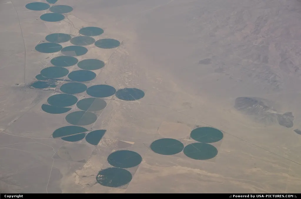 Water is precious! Save it! Fields somewhere in Utah desert on my way to San Francisco