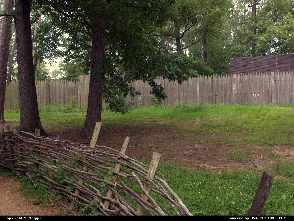 Path outside James Fort, Jamestown Settlement, Jamestown, Virginia, USA.