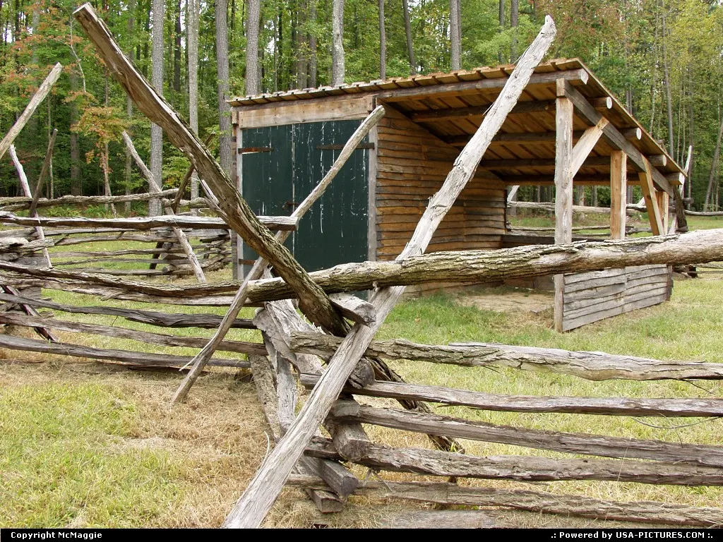 Shed/barn at Brown House, Freedom Park, free black settlement, James City County, Willi...