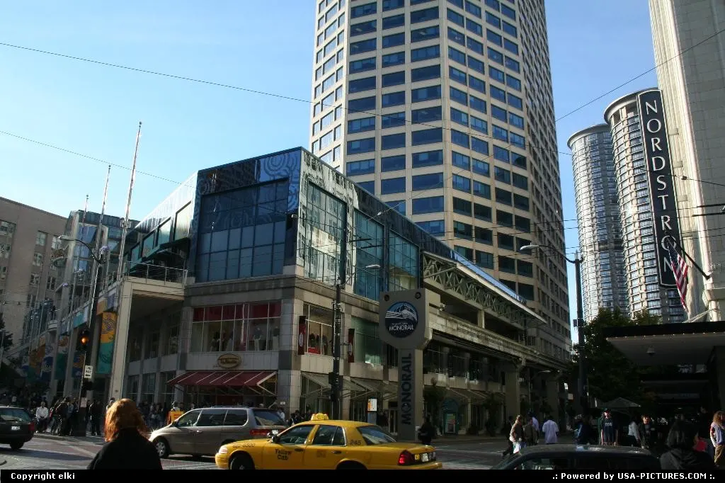 Downwtown Seattle. You can see the Monorail Station